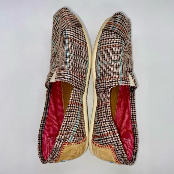 TOMS Alpargata Women’s Slip On Flats Academy Brown Plaid Canvas/Corduroy Sz 7.5 - Picture 5 of 10